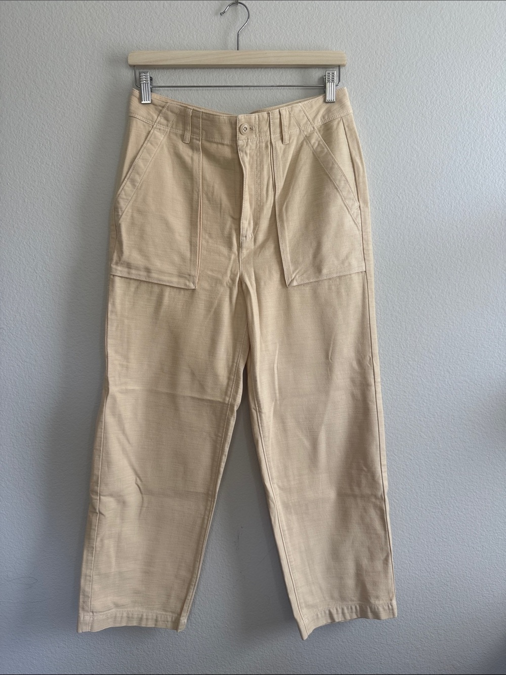 Jcrew Wide-leg cargo pant in sateen cotton in parchment